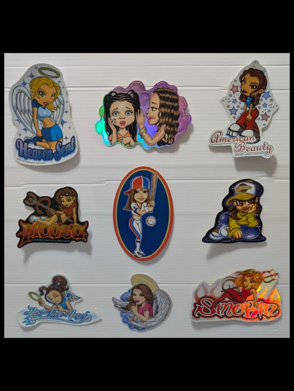 Lot of 9 Vintage Y2K Vending Machine Prism/Holo Stickers-Girls Cuties Half Pints